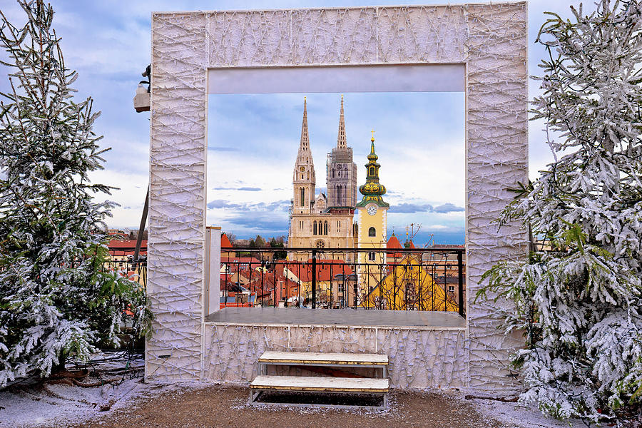 Zagreb cathedral and cityscape advent view Photograph by Brch Photography