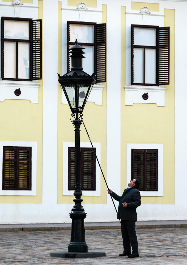 Lamp Photograph - Zagreb Lamplighter by Steven Richman