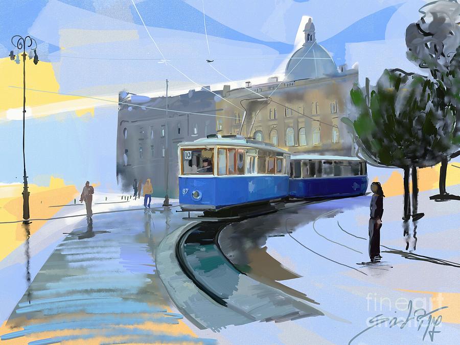 Zagreb Tram Digital Art by Lidija Ivanek - SiLa