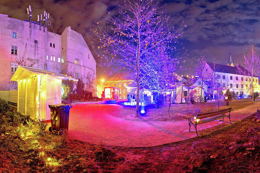 Zagreb upper town christmas market evening view Photograph by Brch Photography