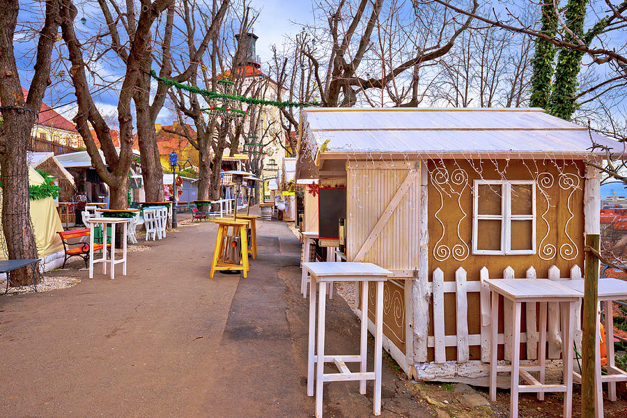 Zagreb upper town Christmas market street view Photograph by Brch Photography