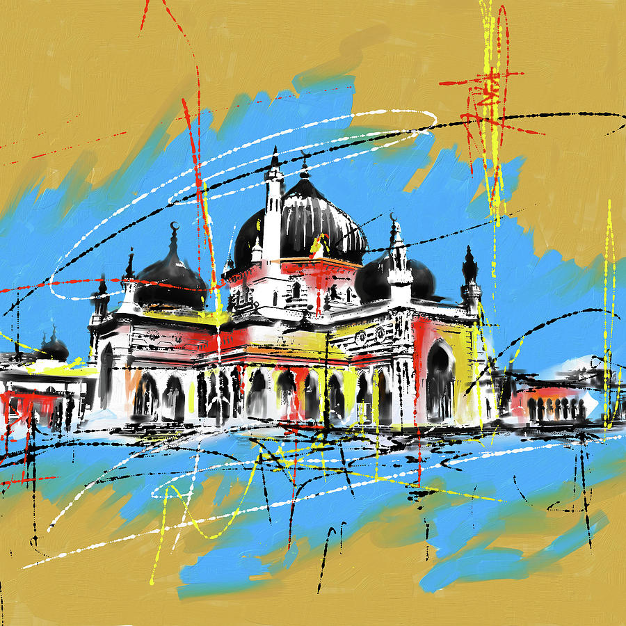 Zahir Mosque, Malaysia Painting by Mawra Tahreem