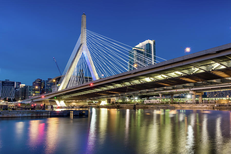 Zakim Bridge and Charles River Photograph by Val Black Russian Tourchin