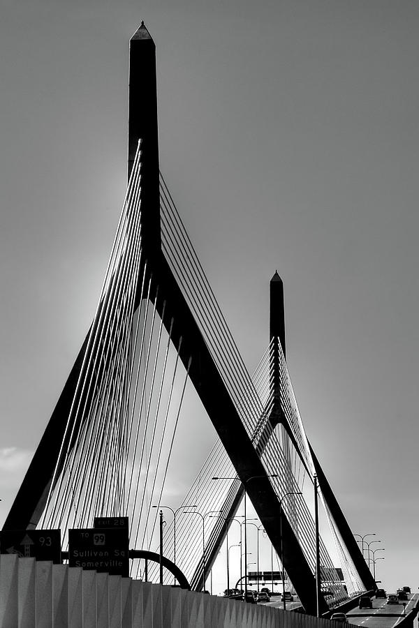 Zakim Bridge Photograph - Zakim Bridge Black and White - Boston by Joann Vitali