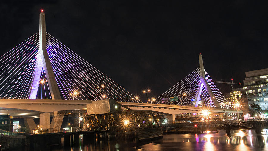 Zakim Bridge Boston Night View Photograph by Karen Regan