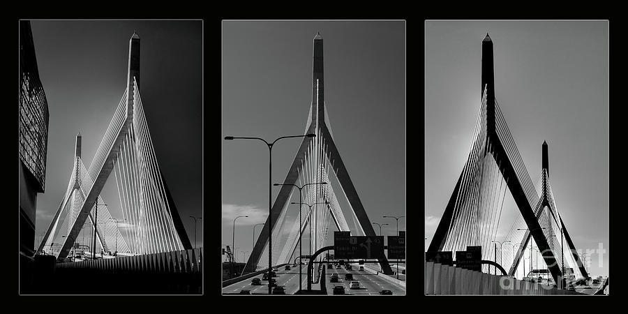 Zakim Memorial Bridge Triptych Photograph by Joann Vitali