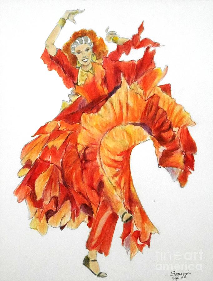 Zambra Mora -- Flamenco-style belly dance Drawing by Jayne Somogy