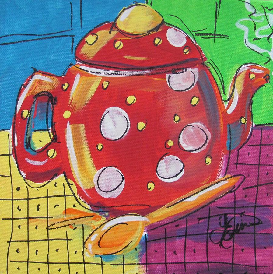 Zany Teapot Painting by Terri Einer
