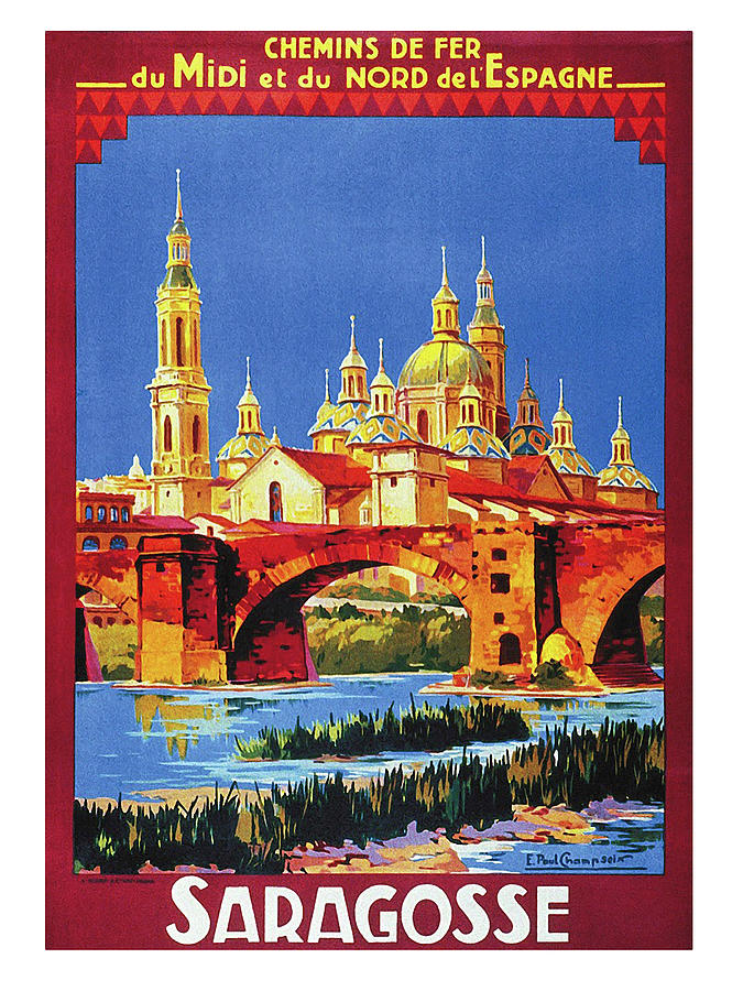 Zaragoza, Spain, vintage travel poster Painting by Long Shot