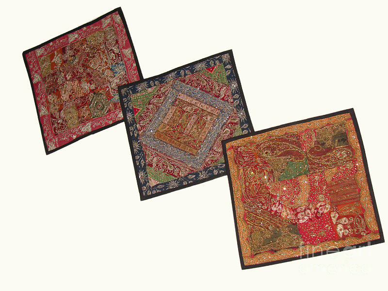 Zardozi Cushion Covers Tapestry - Textile by Dinesh Rathi