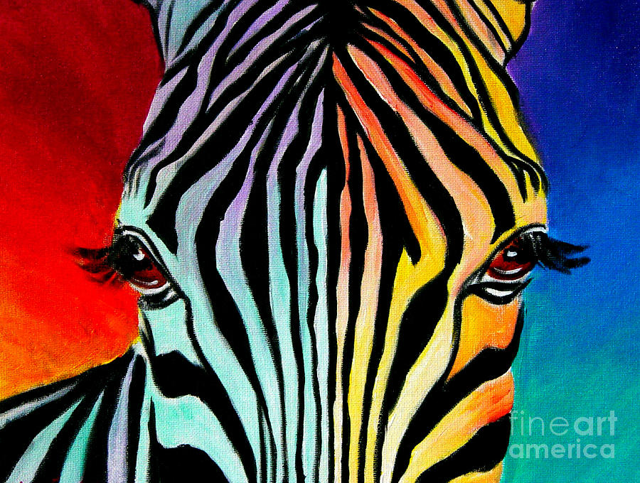 Zebra - End of the Rainbow Painting by Dawg Painter