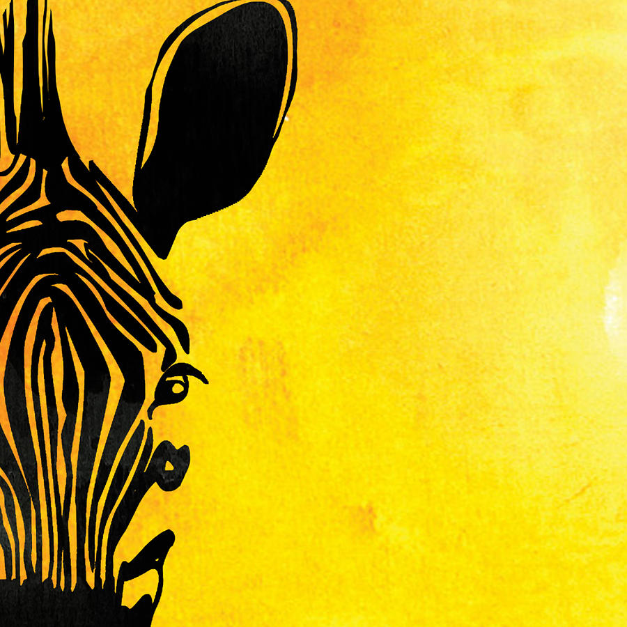 Animal Painting - Zebra Animal Yellow Decorative Poster 7 - by  Diana Van by Diana Van