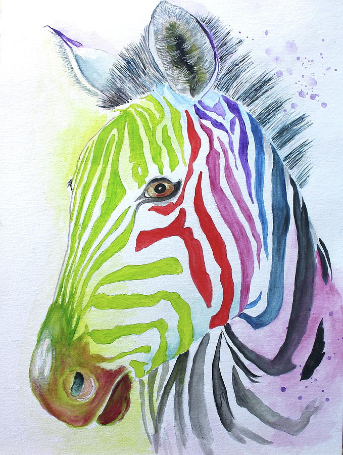 Zebra Painting - My Polychromatic Friend by Barbara Teller