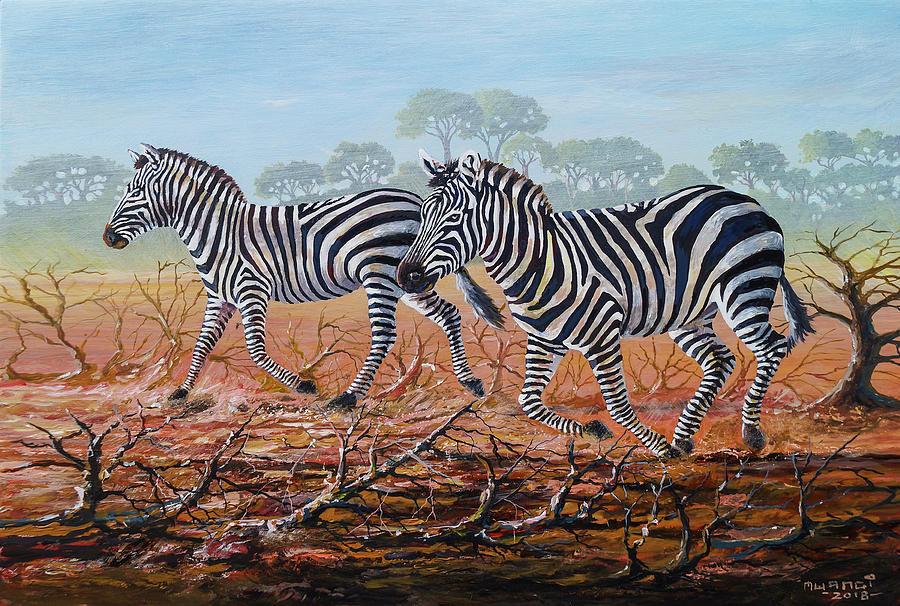 Zebra Crossing Painting by Anthony Mwangi