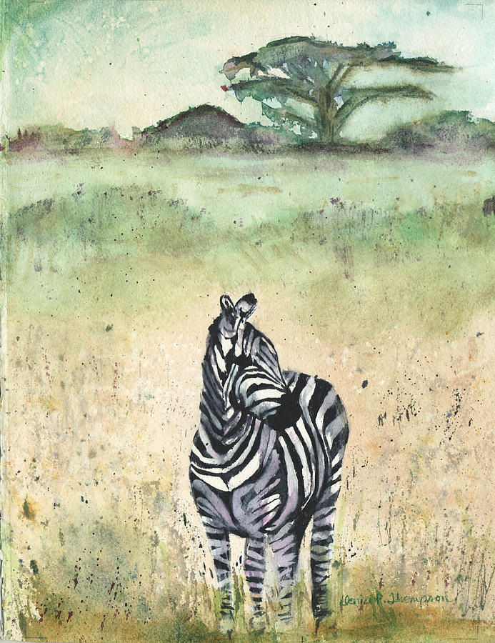 Zebra Painting by Denice Palanuk Wilson