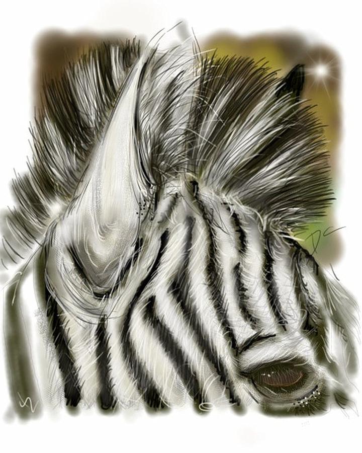 Zebra Digital Digital Art by Darren Cannell
