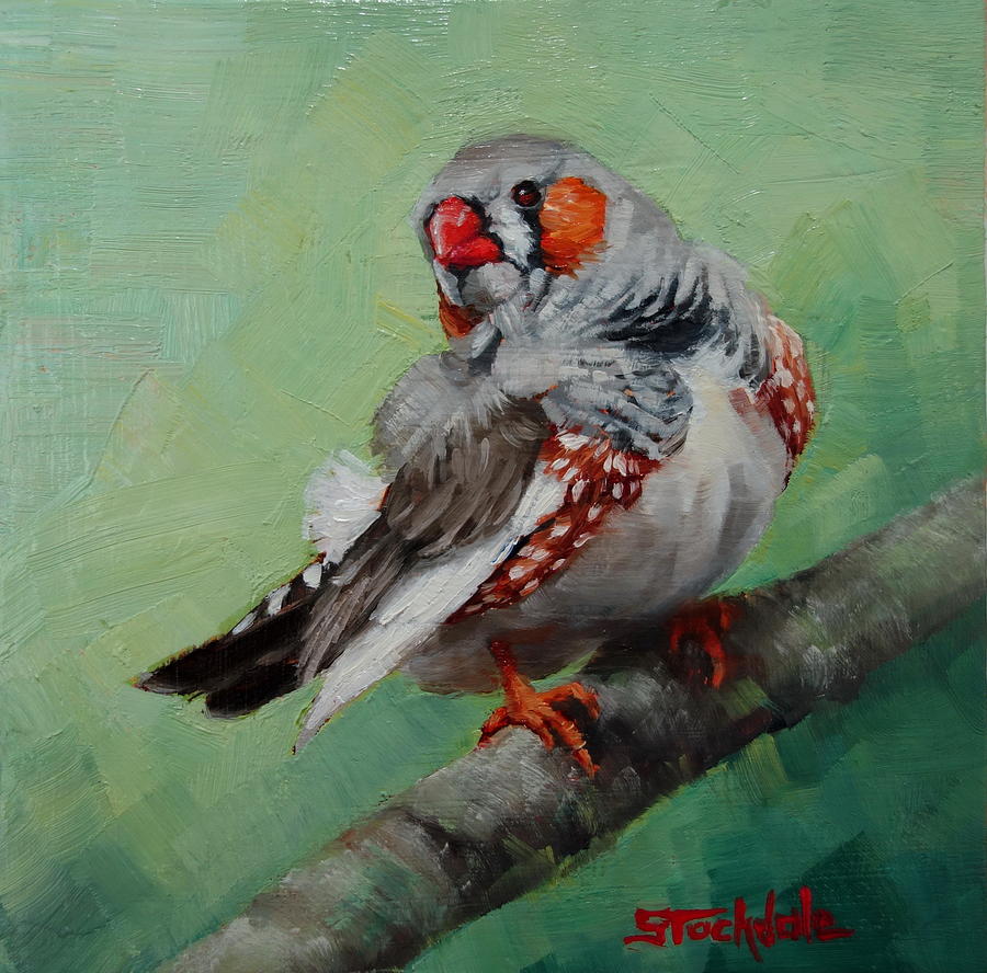 Finch Painting - Zebra Finch Miniature by Margaret Stockdale