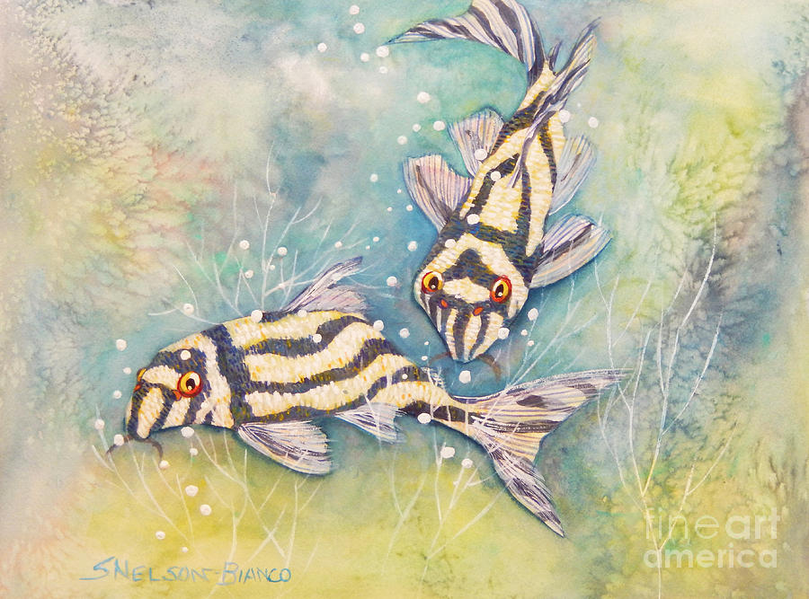 Wildlife Painting - Zebra Fish by Sharon Nelson-Bianco