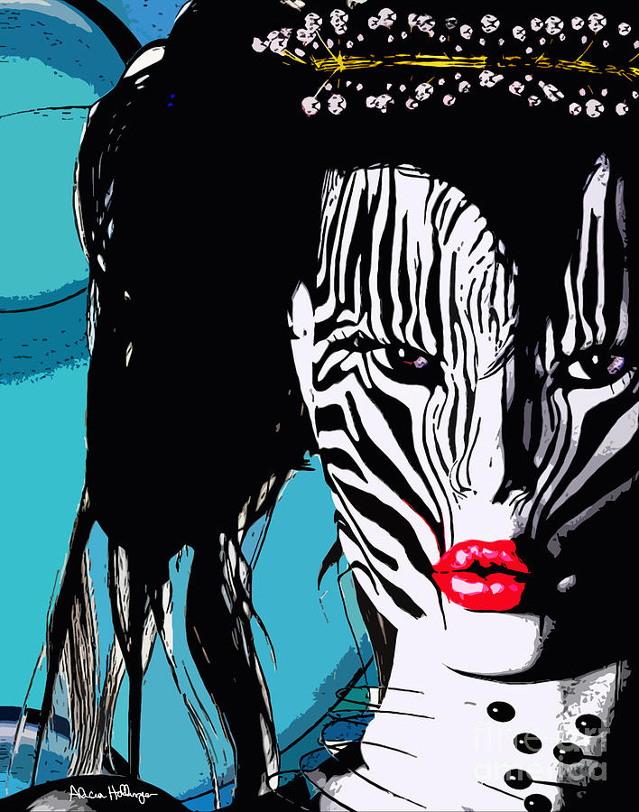 Zebra Digital Art - Zebra Girl Pop Art by Alicia Hollinger