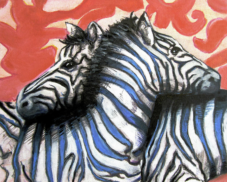 Zebra In Love Painting by Rene Capone