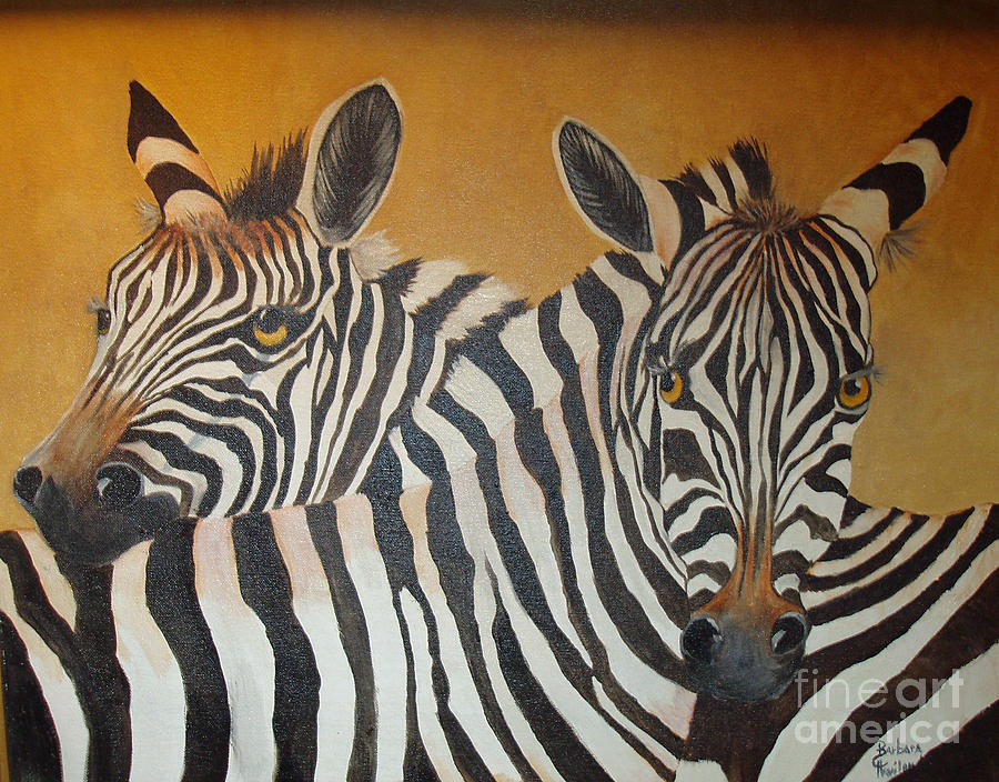 Zebra Love Painting by Barbara Haviland