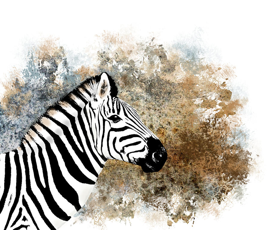 Zebra Digital Art by Lucie Dumas