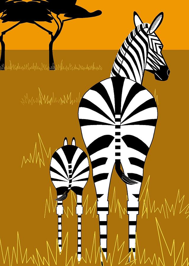 Zebra Mare with Baby by Marie Sansone Zebra Mare with Baby by Marie Sansone