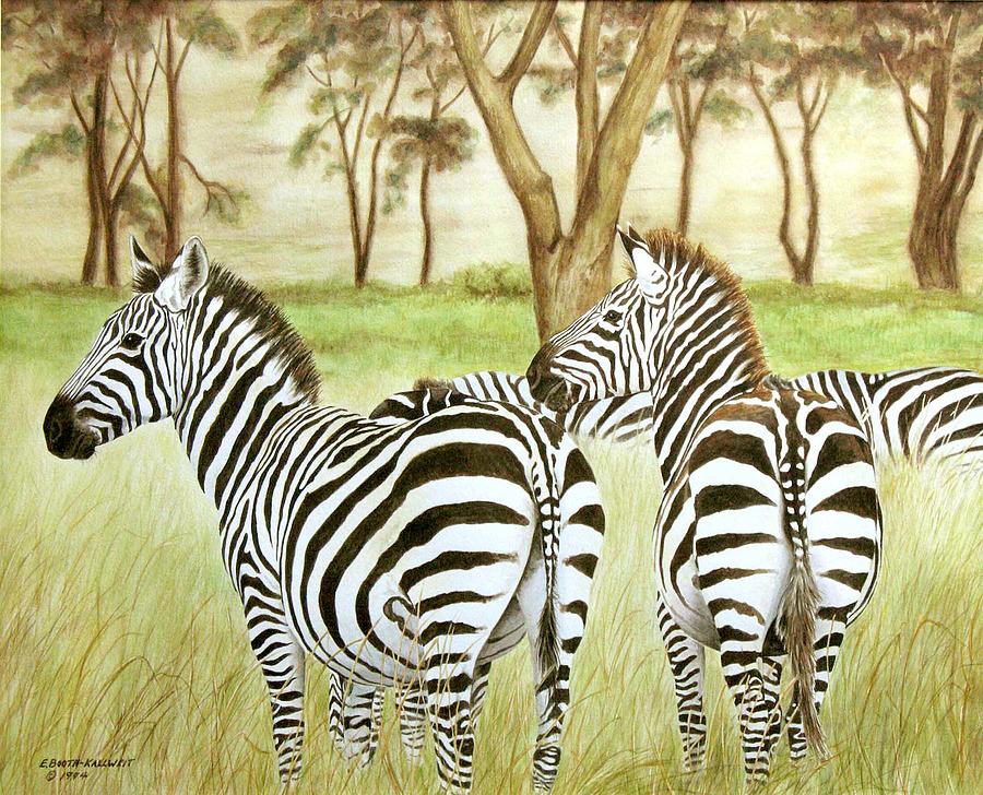 Zebra Painting - Zebra Pals by Elaine Booth-Kallweit