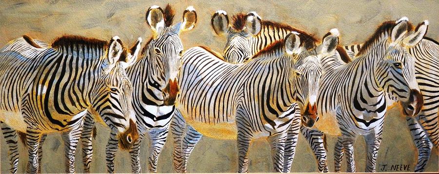 Zebra Herd Painting by John Neeve