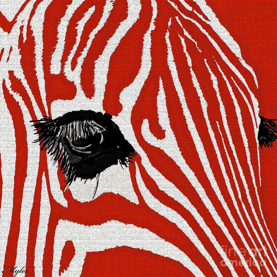 Zebra Red Painting by Saundra Myles