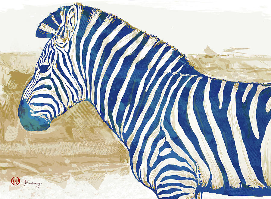Portrait Mixed Media - Zebra - stylised pop art poster by Kim Wang