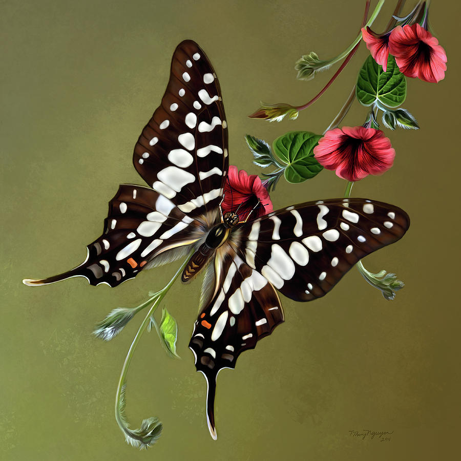 Zebra Swallowtail butterfly Digital Art by Thanh Thuy Nguyen