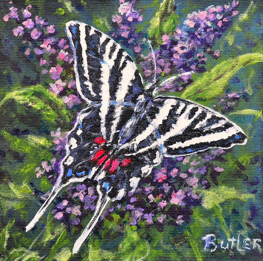Zebra Swallowtail Painting by Gail Butler