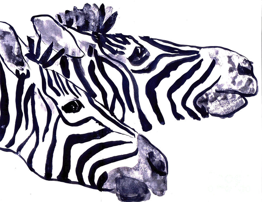 Zebra Twins Painting by Doris Blessington