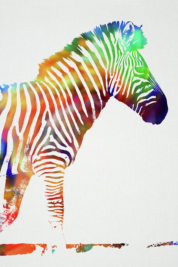 Zebra Mixed Media - Zebra Wild Animals of the World Watercolor Series on White Canvas 001 by Design Turnpike