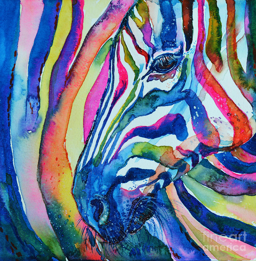 Zebra Painting by Zaira Dzhaubaeva