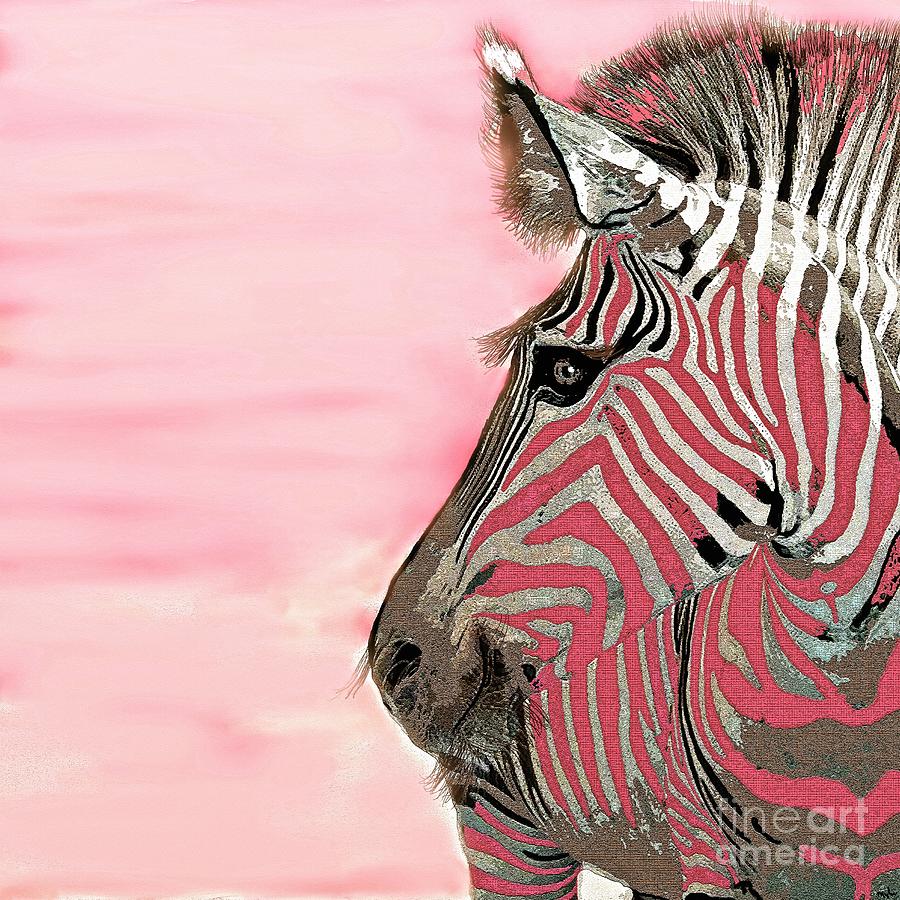 Zebras are Pink Painting by Saundra Myles