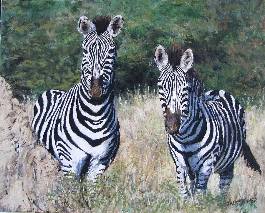 Zebras in South Africa Painting by Jack Skinner