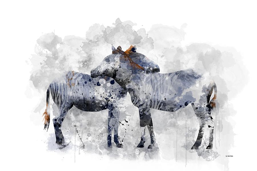 Zebras Digital Art by Marlene Watson