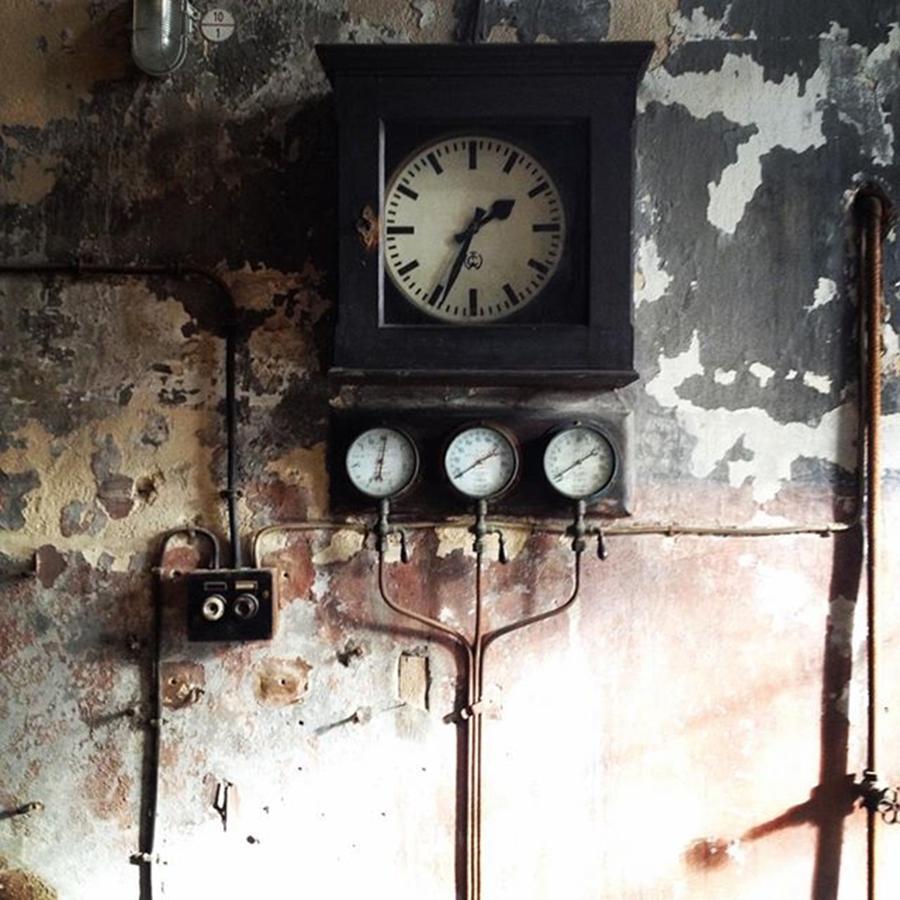 Clock Photograph - Zeitmaschine #time #clock #industrial by Sabina Balaguer