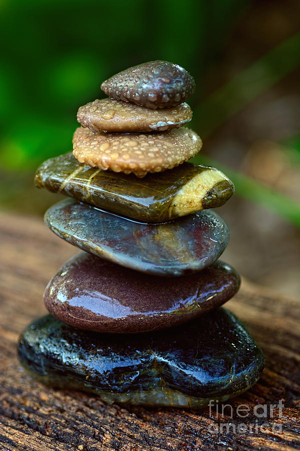 Zen Art Balance Wet Rocks by Kaye Menner Photograph by Kaye Menner