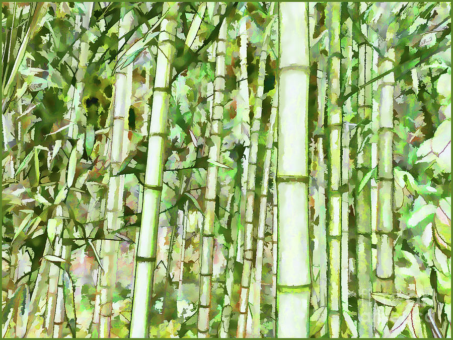 Zen bamboo forest Painting by Jeelan Clark