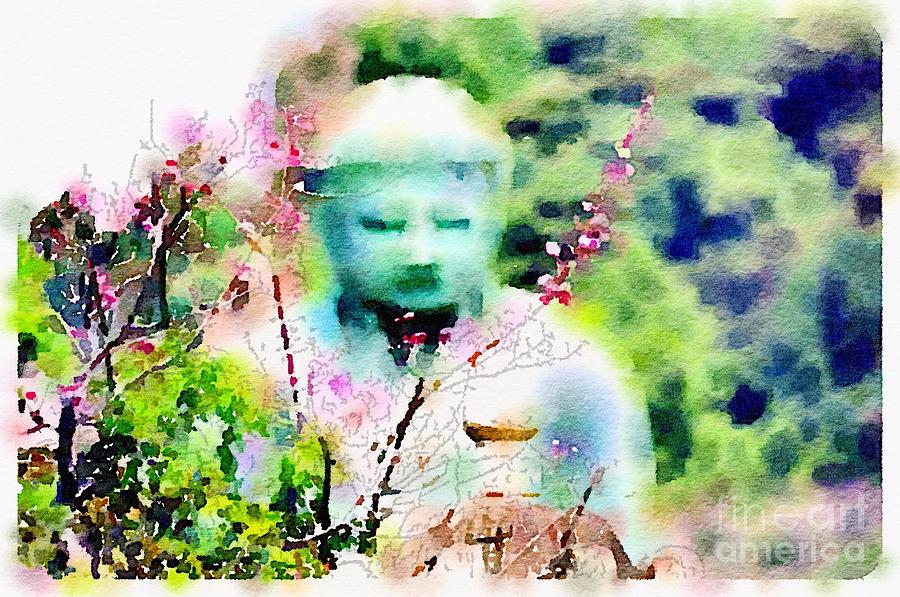 Zen Buddha And Flowers Photograph