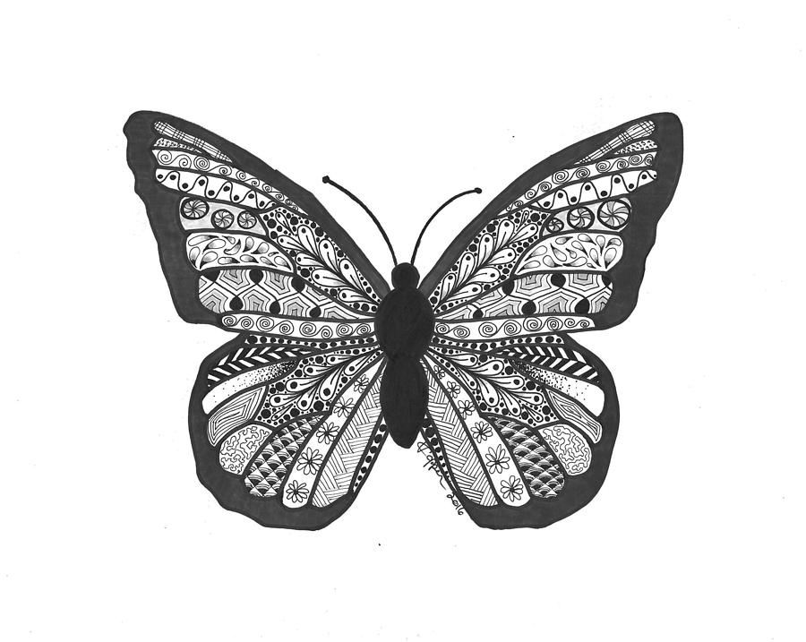 Zen Butterfly Drawing by Valerie Copper