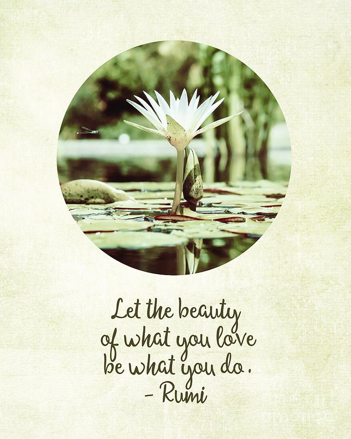 Zen Flower Water Lily With Inspirational Quote Painting