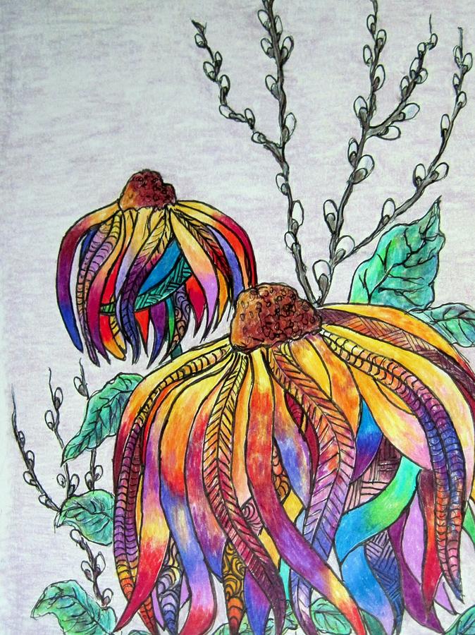 Zen Flowers Drawing by Megan Walsh