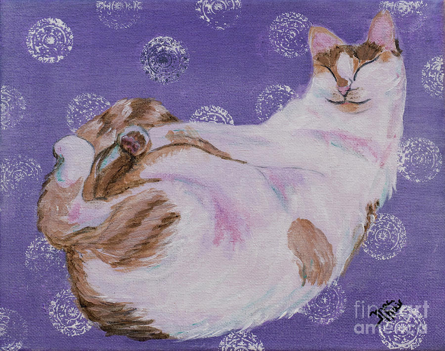 Cat Painting - Namaste II by Jackie MacNair