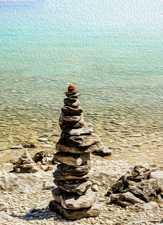 Zen Of Rock Balancing In Oil And Water Photograph