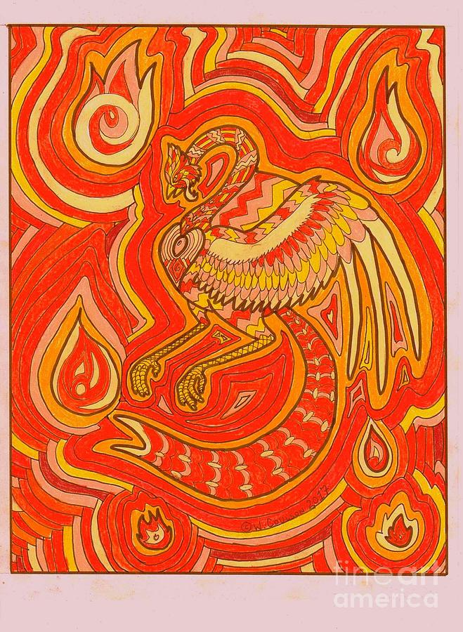 Zen Phoenix Drawing by Wendy Coulson