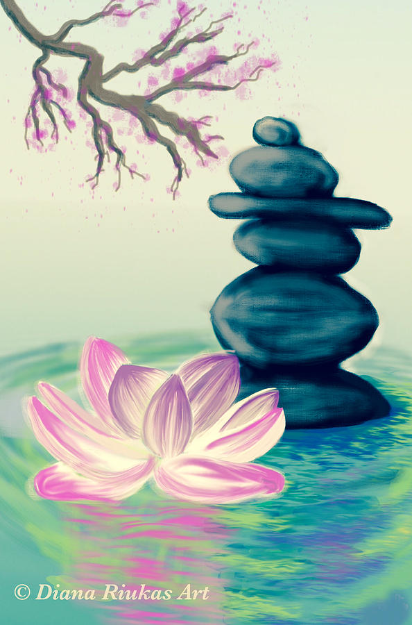 Flower Digital Art - Zen Pool -Tan by Serenity Studio Art